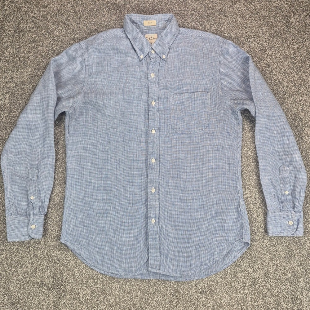 J.Crew Baird McNutt Irish Linen Shirt Mens Medium Blue Slim Button Down